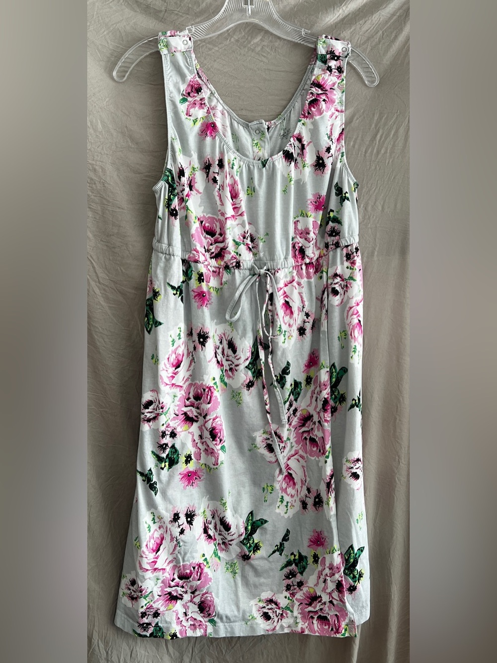Baby Be Mine Grey Floral Dress with Pink and Green Accents